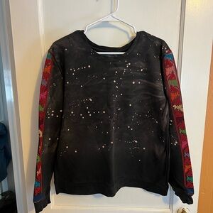 Urban Outfitters Black Sweatshirt with Embroidered Sleeves